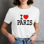 I Love Paris Moterys Juokingi spausdinti mar&scaron;kinėliai Vasariniai trumpomis rankovėmis Juodi Balta Rožinė Spalvos Vir&scaron;utiniai mar&scaron;kinėliai Mergaitė Y2k Harajuku Drabužiai XXL
