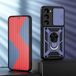 KEYSION Smūgiams atsparus dėklas, skirtas Samsung S24 Ultra 5G S23 FE 5G Slidinėjimo kameros objektyvo apsauginis žiedas telefono dangtelis, skirtas Galaxy S23 Ultra 5G for Galaxy S24 raudona