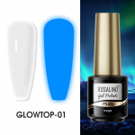 ROSALIND 7 ml Glow Top Coat gelinis nagų lakas Mėlynas &scaron;vytintis vir&scaron;utinis sluoksnis, sukietintas UV/LED lempa