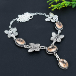 Natural Morganite Gemstone Handmade 925 Sterling Silver Necklace 18 u5f22