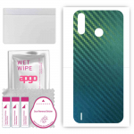 apgo Protective Skin Sticker for the back compatible with Tecno Pop 3 Plus, Wrap Film, Foil, Vinyl - Pattern Carbon Chameleon CAKA1