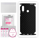 apgo Protective Skin Sticker for the back+sides compatible with Huawei P30 lite New Edition, Full Wrap Film, Foil, Vinyl - Pattern Carbon Black