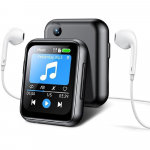 MP3 grotuvas su 128 GB TF kortele, FHD 720p skaitmeninis fotoaparatas, Bluetooth 5.4 be nuostolių garso grotuvas, 2 colių ne&scaron;iojamas muzikos grotuvas su jutikliniu ekranu su garsiakalbiu juoda