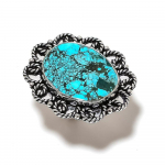 Natural Tibetan Turquoise Gemstone 925 Sterling Silver Gift Ring Size 6 p2p57