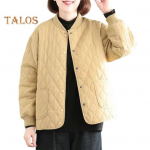 Moteri&scaron;ka striukė stovi apykaklė ilgomis rankovėmis, rombo tekstūra, vienaeiliai elastiniai rankogaliai Vienspalviai ki&scaron;enės Sportinis moteri&scaron;kas paltas