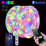 5V USB RGBIC RGB neoninė LED juostelė Kalėdų &scaron;viesa 5/10/20M Bluetooth nuotolinio i&scaron;maniojo jungiklio valdymo pasakų LED stygos dekoravimo lemputė 5M