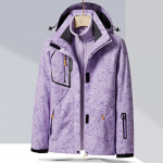 2023 m. Unisex Outdoor 3-in-1 vėjui atspari, vandeniui atspari, kvėpuojanti striukė Female, 4XL kamufliažas/violetinė