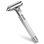 Automobilio saugos plaktukas su saugos diržų pjaustytuvu Automobilinis aliuminio lydinio lango stiklo daužiklis, skirtas transporto priemonių automobilio avariniam pabėgimo įrankiui sidabras