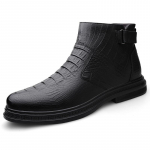 Naujos mados tendencijos Vyri&scaron;ki Chelsea batai Natūralios odos Ankle Boots Įsispiriami Vyri&scaron;ki verslo batai Karvės odos batai Kailiniai &Scaron;ilti žiemos batai 43 juoda