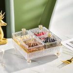 Saldainių lėk&scaron;tė su &scaron;viesa, prabangi skandinavi&scaron;kų vaisių dėžutė namams, svetainė, maži užkandžiai, padalintas gaiviųjų gėrimų padėklas, plastikinis džiovintų vaisių indas