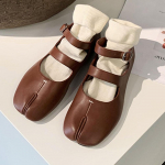 Mary Jane batai su atskirtu pir&scaron;tu moterims, kvadratiniu kulnu, tabi batai, loaferiai, pavasariui vasarai, i&scaron; mink&scaron;tos odos, moteri&scaron;ki auk&scaron;takulniai batai 38