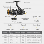 Nauja Long Cast spiningo ritė Karpių žvejybos ritė 3000-6000 Stipri Dvigubo Drag 13-20 Kg Žvejybos Ritė Karpių žvejybos ritė 3000 Series