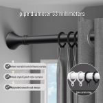 Romėni&scaron;kas be gręžimo teleskopinis užuolaidų ir drabužių džiovinimo karnizas su vienu laikikliu Telescopic: 2.6-3.5m [Includes 20 Rings]