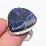 Natural Sodalite Gemstone 925 Sterling Silver Jewelry Ring Size 9.5 z0y60