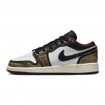 Air Jordan 1 Low SE GS Wear-Away - Rudo atspalvio vaiki&scaron;ki sportbačiai Juodi Balti-Onikso Balti DQ8421-001 38