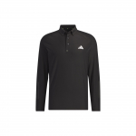 Adidas ilgomis rankovėmis tamprus polo mar&scaron;kinėlis Vienspalvis su logotipu Golfo vyri&scaron;ki polo mar&scaron;kinėliai Juodas HZ6045 L