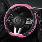 Universali automobilio vairo apdangalas - Anglies pluo&scaron;to oda su kvėpuojančiu korėtu silikonu, mink&scaron;tas ir patogus, tinkamas naudoti visais metų laikais rožinė