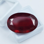 Natūralus kraujo raudonumo rubinas 57,58 ct ovaliai apdorotas sertifikuotas laisvas brangakmenis 28.7 mm Approx raudona