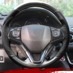 For Honda Fit City Jazz HRV HR-V 2016 Vezel 2015-2017 Hand-stitched carbon fiber  Leather Car Steering Wheel Cover 3