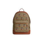 Coach X Disney Bendradarbiavimas Klasikinis Monogramos Mickey Spaudinys Užtrauktuko Užsegimas Audinio Ir Odos Kuprinė Didelės Unisex Kuprinės Chaki Ruda CL950-B4KM Basic Set (Bag+Dust Bag)