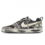 Nike Court Borough Pixel Shooting Stars, Graffiti, Hand Drawn, Ink Splatter, Distressed Low top Skateboard Shoes Men's 844881-005(Team1134-) 40.5