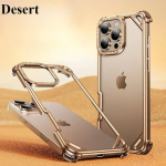 Oatsbasf Metalinis Rėmelio Neturintis Telefono dėklas iPhone 17 Air/17 16 15 Pro/Pro Max, Itin Plonas Magsafe Telefono dėklas, Oro Pagalvėlės Smūgiams Atsparus iPhone Air dykuma