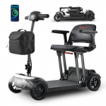 AIR TRAVELLER Juodas 180W Variklis, 20Ah Baterija, 8 colių Kietos Padangos, Sulankstomas Rėmas, 4 Ratų Ne&scaron;iojamas Elektrinis Paspirtukas 20AH juoda