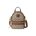 Gucci GG Supreme Mini Kuprinė, Smėlio spalvos Ebono Drobės Ruda Odos Apdaila Auksinė Furnitūra, Vyri&scaron;kos Kuprinės Kasdieniam Pirkiniui Kelionėms 725654-92TCG-8563 Gift Set(Basic Set+Box+Shopping Bag)