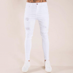 Vyri&scaron;kos mados džinsinio audinio kelnės Distressed Jeans Ilgos pie&scaron;tuko kelnės S balta