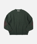 FRIZMWORKS Apvalios apykaklės megztinis su lopais _ Mi&scaron;ko žalias Forest Green/S black