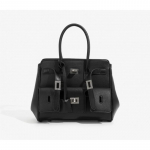 Didelės talpos pirkinių krep&scaron;ys Moterims Vyrams Mink&scaron;tos odos Popieriaus Peties su 3D i&scaron;oriniu skyriumi Minimalistinio Unisex stiliaus Black, Small black