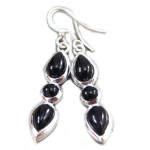 Les Tr&eacute;sors De Lily [G5379] - Boucles Argent 'Charmes' onyx