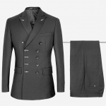 Vyri&scaron;ki kostiumai Slim Fit Naujas madingas kostiumas su dviguba krūtine Peak atlapu Vestuvių jaunikio vakarėlis Prom liesas kostiumas XXL tamsiai pilka spalva