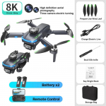 Naujas S118 Brushless Mini Drone GPS 8K Professional HD ESC trijų kamerų variklio optinis srautas, svyruojantis kliūčių i&scaron;vengimas, vėjui atsparus keturkopterio žaislas 2 battery juoda