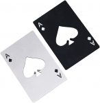 Ace Of Spades butelių atidarytuvas, kreditinės kortelės dydžio dangtelio atidarytuvas, ne&scaron;iojamas nerūdijančio plieno skardinių atidarytuvas (2 pak. juodos ir sidabrinės spalvos) 2 Pieces