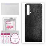 apgo Protective Skin Sticker for the back compatible with Realme X50 5G, Wrap Film, Foil, Vinyl - Pattern Black Leather