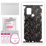 apgo Protective Skin Sticker for the back+sides compatible with Tecno Pova, Full Wrap Film, Foil, Vinyl - Pattern Carbon Black Pixel