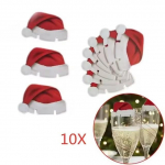 10 vnt Kalėdų puodelio atvirutė Kalėdų Senelio skrybėlė Vyno stiklo dekoro papuo&scaron;alai Navidad Noel Naujųjų metų dovana Kalėdų papuo&scaron;alai
