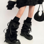 Bow Mazgas Kojų &Scaron;ildytuvai Pastorinti Imitacija Triu&scaron;io Kailis Moteri&scaron;ki Antblauzdžiai Batai Užvalkalas Lolita Punk Harajuku Vakarėlio aksesuarai One Size