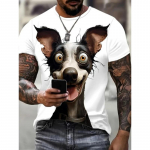 Vasariniai trumpomis rankovėmis gyvūnų mar&scaron;kinėliai vyrams su 3D ra&scaron;tu laisvalaikio mar&scaron;kinėliai, madingi gatvės dideli drabužiai Vyri&scaron;ki mar&scaron;kinėliai &bdquo;Streerwear&ldquo; S