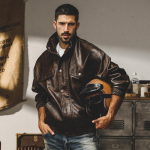 Amerikieti&scaron;ka klasikinė retro stiliaus mink&scaron;ta odinė striukė Vyri&scaron;ka laisvi lokomotyvų drabužiai Madingi prekės ženklo Tough Guy pavasario odinė striukė, vyri&scaron;ka M