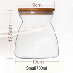 Skaidrus maisto saugojimo stiklainis su bambuko dangteliu 700ml