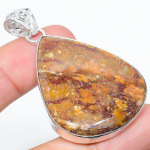 Silver Leaf Jasper Handmade 925 Sterling Silver Gift Pendant 2.25 l4e36