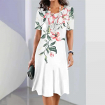 Moteri&scaron;kos suknelės 3D gradiento geometrinė spauda Suknelė su gėlėtomis gėlėmis trumpomis rankovėmis vakarėliams Eleganti&scaron;ki vir&scaron;utiniai drabužiai Retro A formos sijonas 5XL