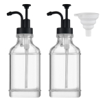 Leeseph Kavos Sirupo Dozatorius Rinkinys su 1 sulankstomu piltuvėliu, Daugkartinio Pildymo Stikliniai Sirupo Pompiniai Buteliai Spaudžiamas Dozatorius, 500ml/16.9oz 500ml