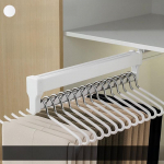 I&scaron;traukiamas teleskopinis kelnių laikiklis spintai: Daugiafunkcinis stumdomas laikymo stalčius buitiniam naudojimui. Matte White F36L