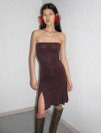 Paloma Wool Pure Desire Ruffle vamzdelio suknelė Extra Small tamsios kavos spalvos
