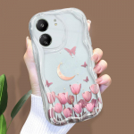 Mielas animacinio ra&scaron;to kreminės tekstūros korpusas, banguotas kra&scaron;tas, mink&scaron;tas silikoninis dangtelis, skirtas Xiaomi Redmi Redmi K70 skaidri