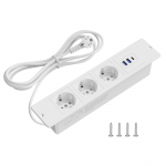 ES Stalas Įmontuojami Lizdai Stalvir&scaron;io Įleidžiami Lizdai su 3 Kintamosios Srovės Lizdais 2 USB Greito Įkrovimo TYPE-C Paslėpta Elektros Maitinimo Juosta EU 20W balta