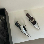 Stambios smailianosės &scaron;lepetės moterims, metalinė sagtis, retro &scaron;lepetės, moteri&scaron;ki patogūs madingi žemakulniai sandalai, dizainerio mulai, auk&scaron;takulniai moterims 40